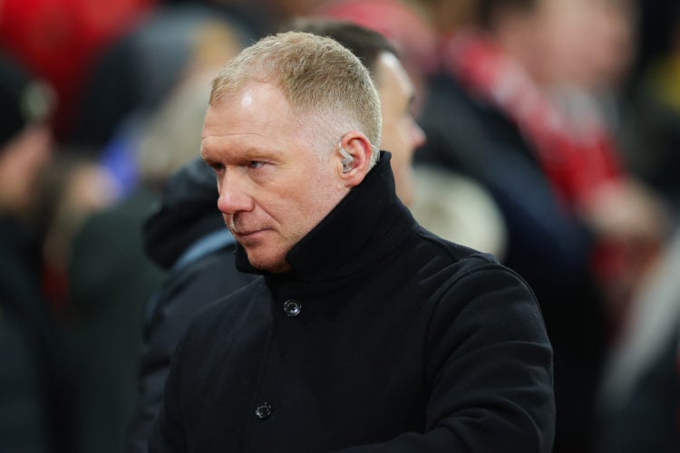 Former Manchester United and England player Paul Scholes looks on prior to the UEFA Champions League match between Manchester United and FC Bayern ...