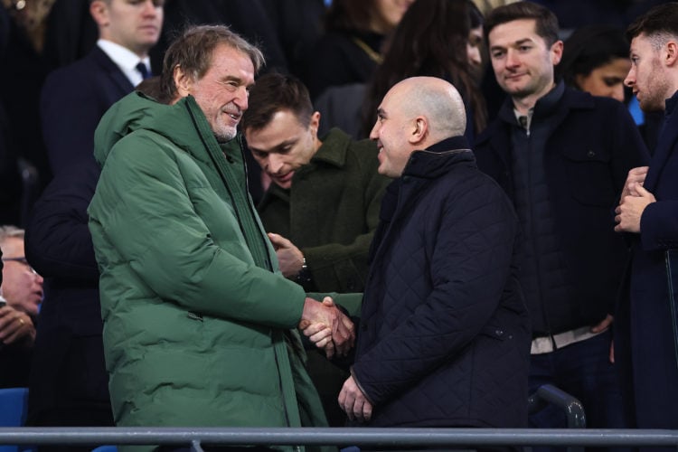 Sir Jim Ratcliffe, owner of Ineos and co-owner of Manchester United and CEO Omar Berrada of Manchester United during the Premier League match betwe...