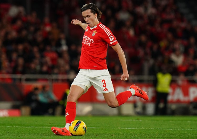 Alvaro Carreras of SL Benfica in action during the Liga Portugal Betclic match between SL Benfica and GD Estoril Praia at Estadio da Luz on Decembe...