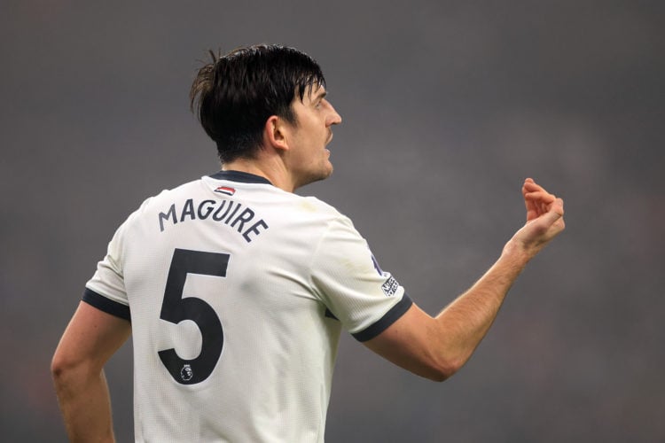 Harry Maguire of Manchester United during the Premier League match between Wolverhampton Wanderers FC and Manchester United FC at Molineux on Decem...