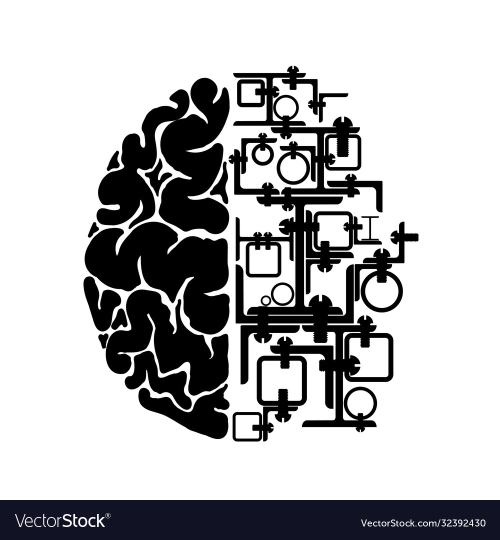 Schematic representation human brain one Vector Image