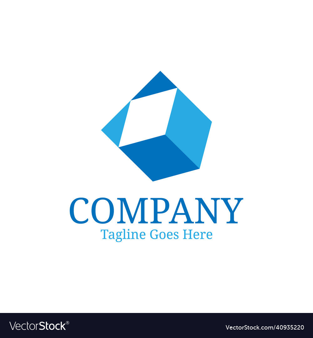 Modern blue cube logo design