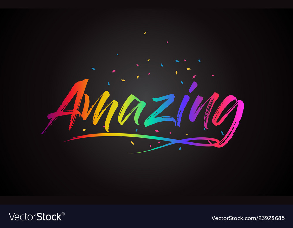 Amazing word text with handwritten rainbow