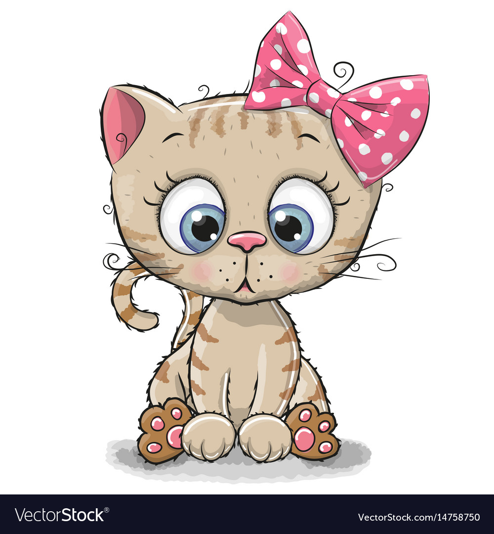 Cute cartoon kitten girl Royalty Free Vector Image