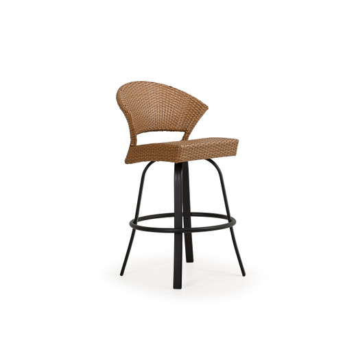 Empire Outdoor Wicker Bar Height Stool with Curved Back