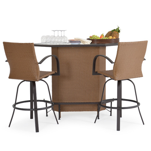 Empire Outdoor Wicker 3 Piece Party Bar Set