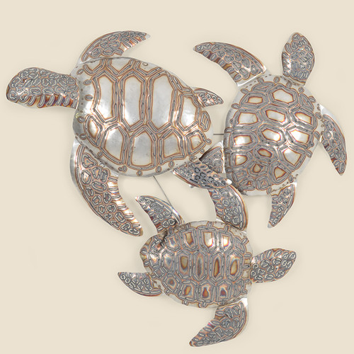 Outdoor Metal Triple Sea Turtle