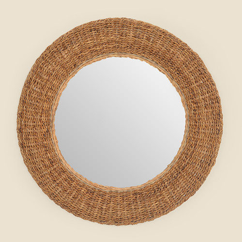 Round Banana Bark Mirror