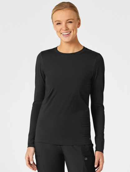 Front view of the women's Wink Layers long sleeve tee #2029 in black.