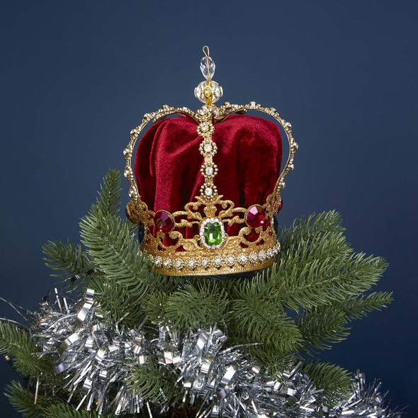 Red and Gold Crown Christmas Tree Topper