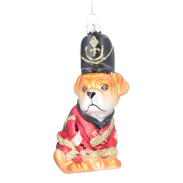 Bulldog Soldier Glass Decoration