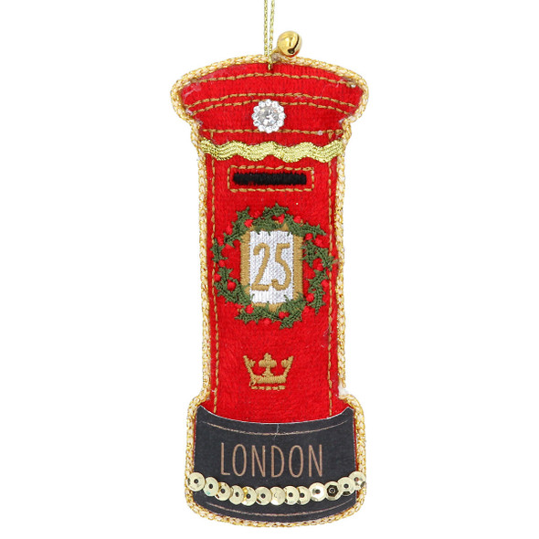 Luxury Fabric Post Box with Wreath Christmas Decor