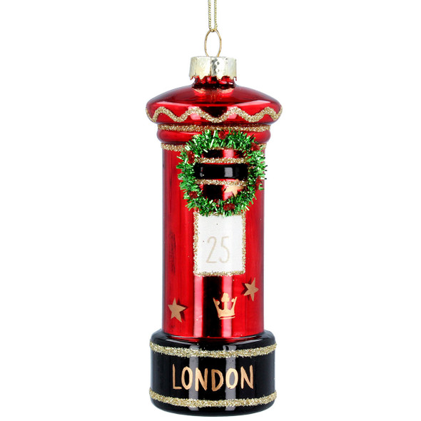 Red British Post Box Glass Christmas Decoration