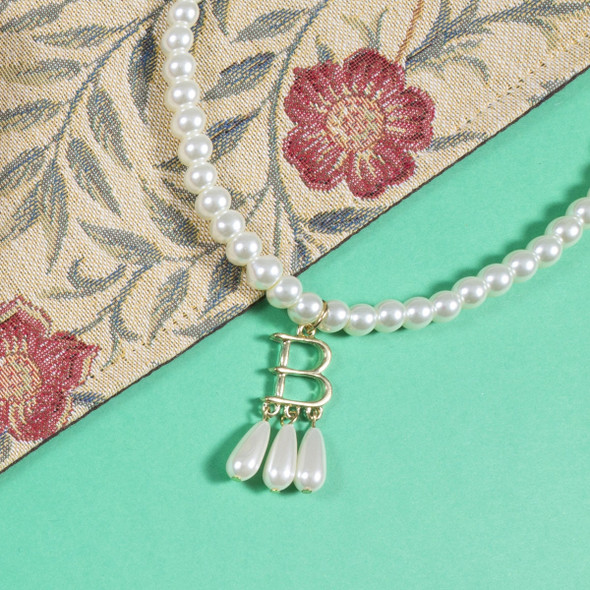 Anne Boleyn Faux Pearl Initial Necklace