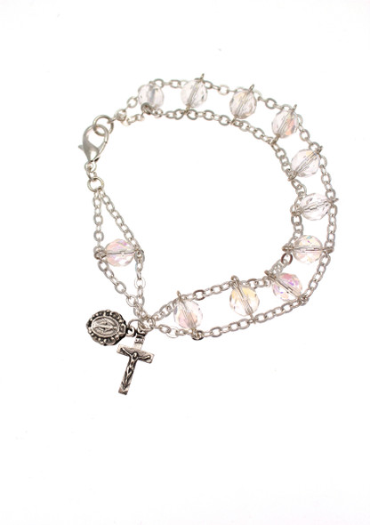 Clear Crystal Rosary Bracelet 