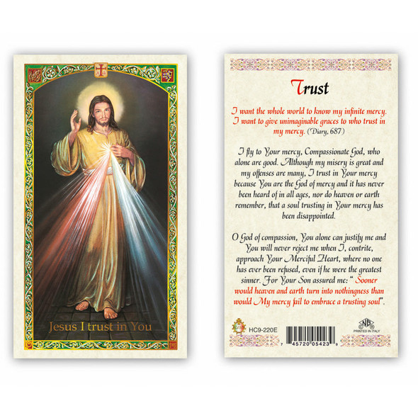 Divine Mercy Trust Prayer Laminated Prayer Cards