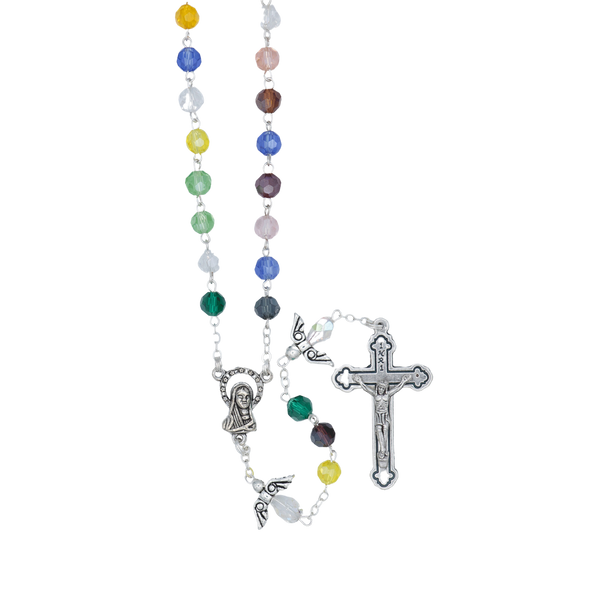 Multicolor Crystal Rosary with Dove Paters