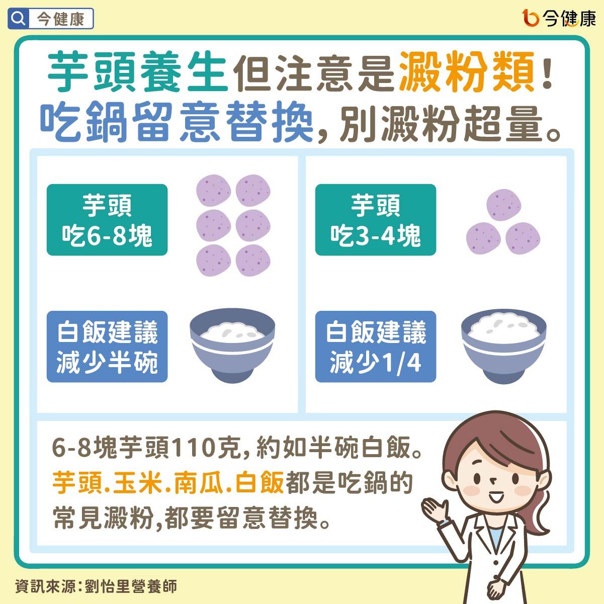 ▲▼火鍋不能加芋頭？「一圖秒看功效」屎拉超順　4種人別吃。（圖／今健康授權提供）