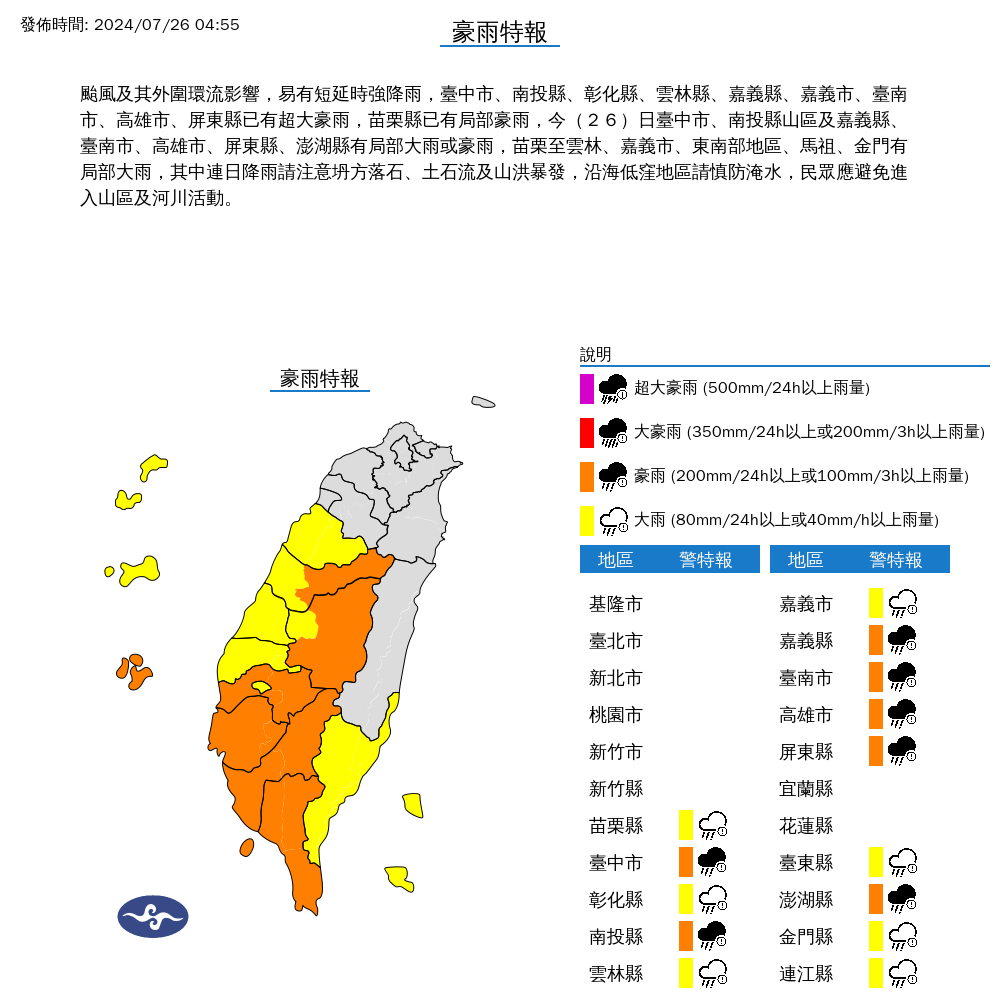 ▲▼豪雨特報。（圖／中央氣象署）