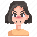 angry, avatar, girl, person, pouting, woman