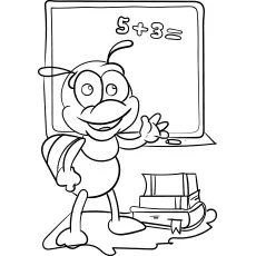 Cartoon bee in preschool coloring page_image