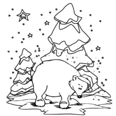 Polar bear amidst snow coloring page_image