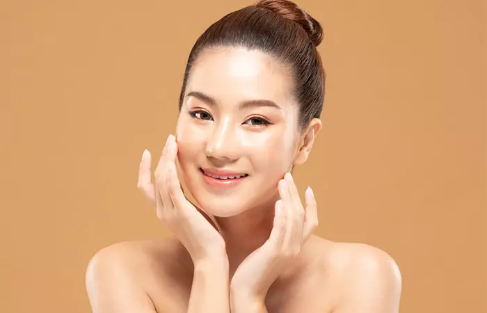 Woman flaunting glowing skin