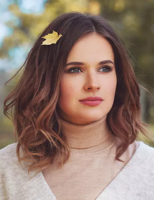 Inverted bob haircut with curly ends