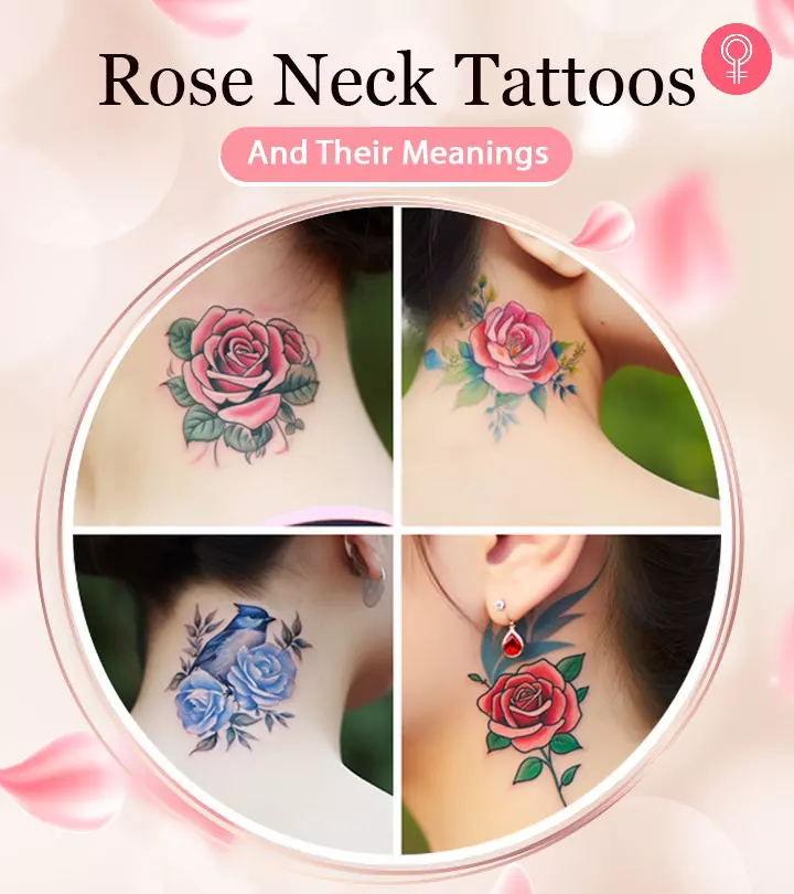 Express your love, passion, and strength with beguiling floral tattoo art on your neck.