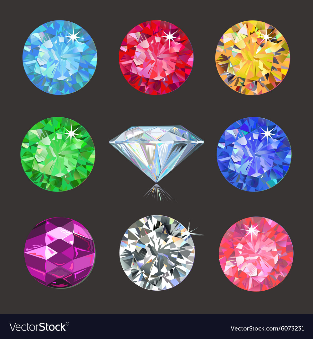 Set of colored gems