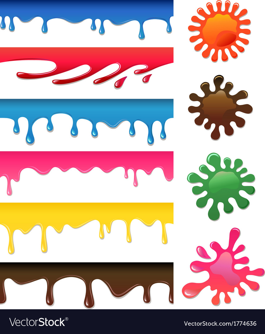 Seamless colored drips and blotches set