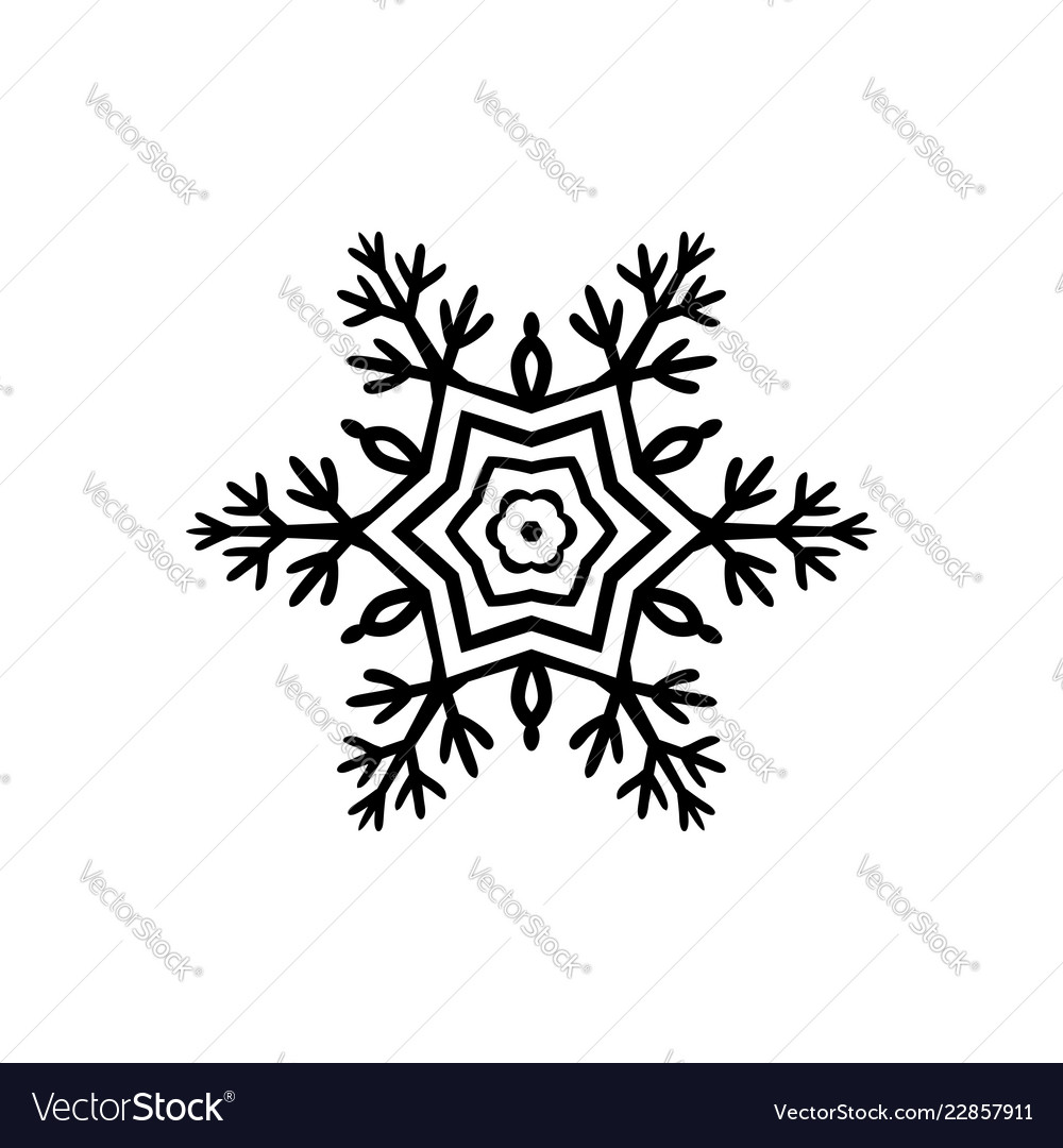 Simple black freehand icon of a snowflake