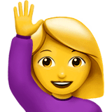 woman raising hand Apple emoji