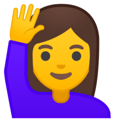 woman raising hand Google emoji