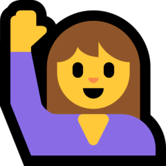 woman raising hand Microsoft emoji