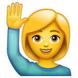 woman raising hand Whatsapp emoji