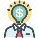 business, businessman, coin, dollar, investor, money, thinker