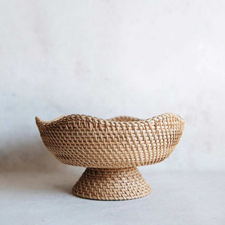 Connected Goods Rhode Rattan Scalloped Bowl by Connected Goods