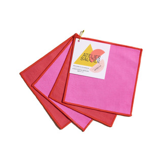 This is a pink tableware by ATELIER SAUCIER called lollipop twill cocktail napkins (set of 4) in standard