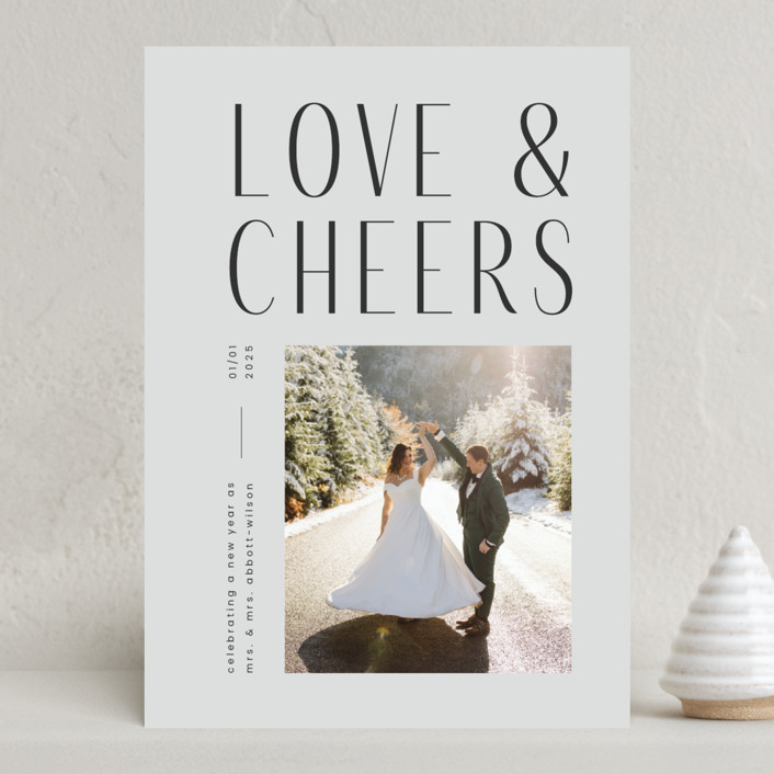 "Love & Cheers" - New Year Photo Cards in Silver Bells by Blustery August.