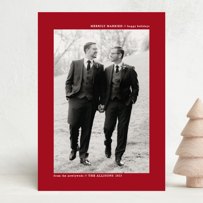 "plain and clean" - Holiday Photo Cards in Berry by Roxanne Fay.