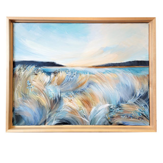 This is a blue original paintings by AlisonJerry called sunrise breeze in standard