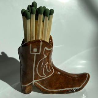 Brown Cowboy Boot Match Striker/Holder by Made with Mudd
