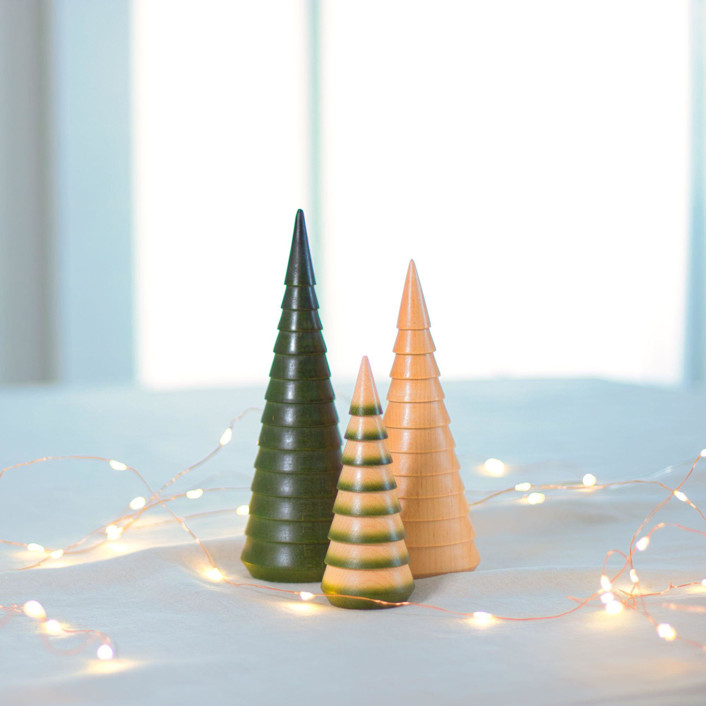 Set of Three Hand-Turned Christmas Trees by Ann Nygard