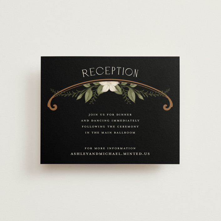 "Vintage Print" - Reception Cards in Licorice by GeekInk Design.