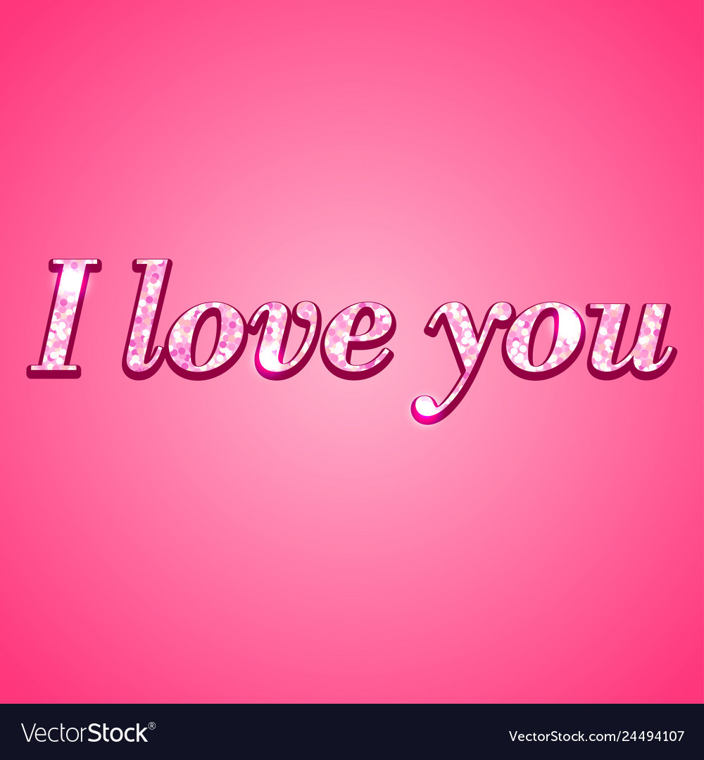 I love you glitter text on pink background Vector Image