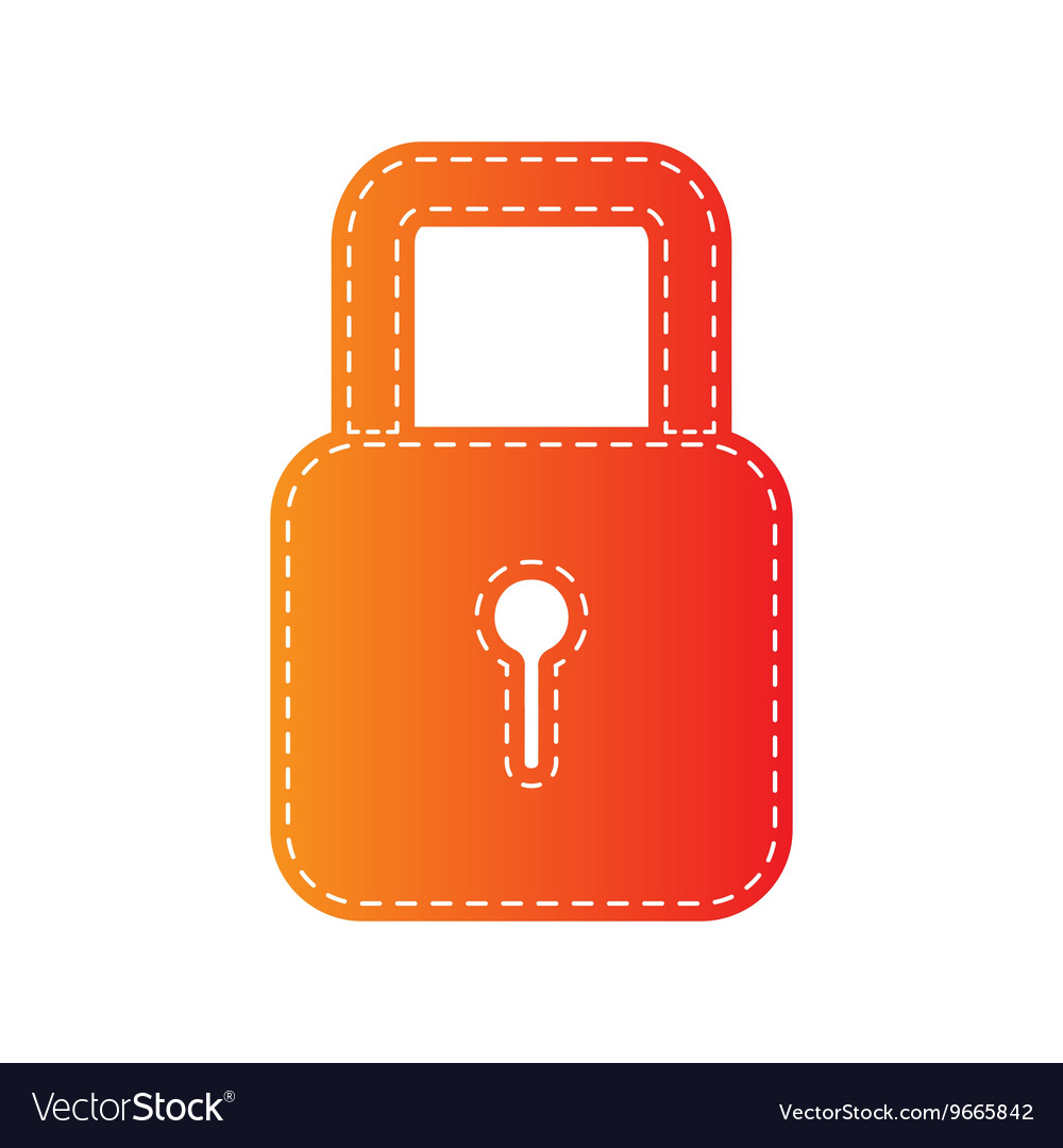 Lock sign orange applique isolated