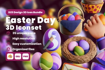 Easter Egg Day 3D Icon Pack