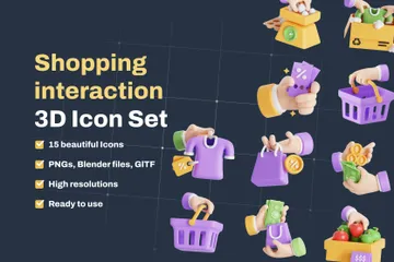 Interação de compras Pacote de Icon 3D