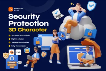 Security Protection 3D Character 3D Illustration Pack